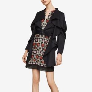 BCBGMaxAzria belted puff sleeve trench jacket